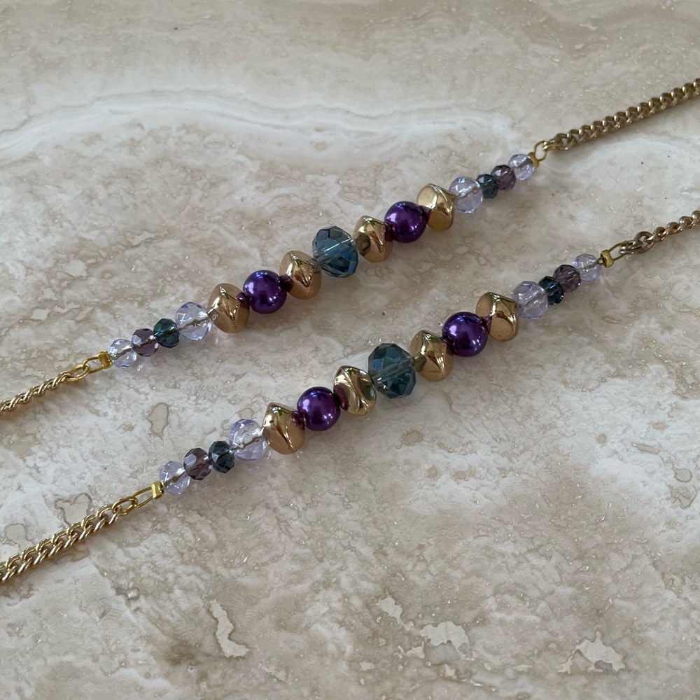 New 20” Necklace, Gold with Colored Stones